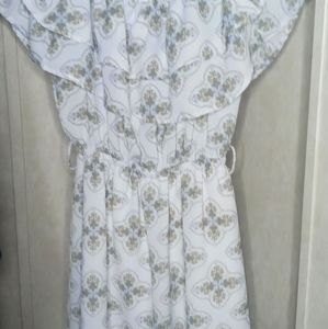 Off Shoulder Dress White with Designs
